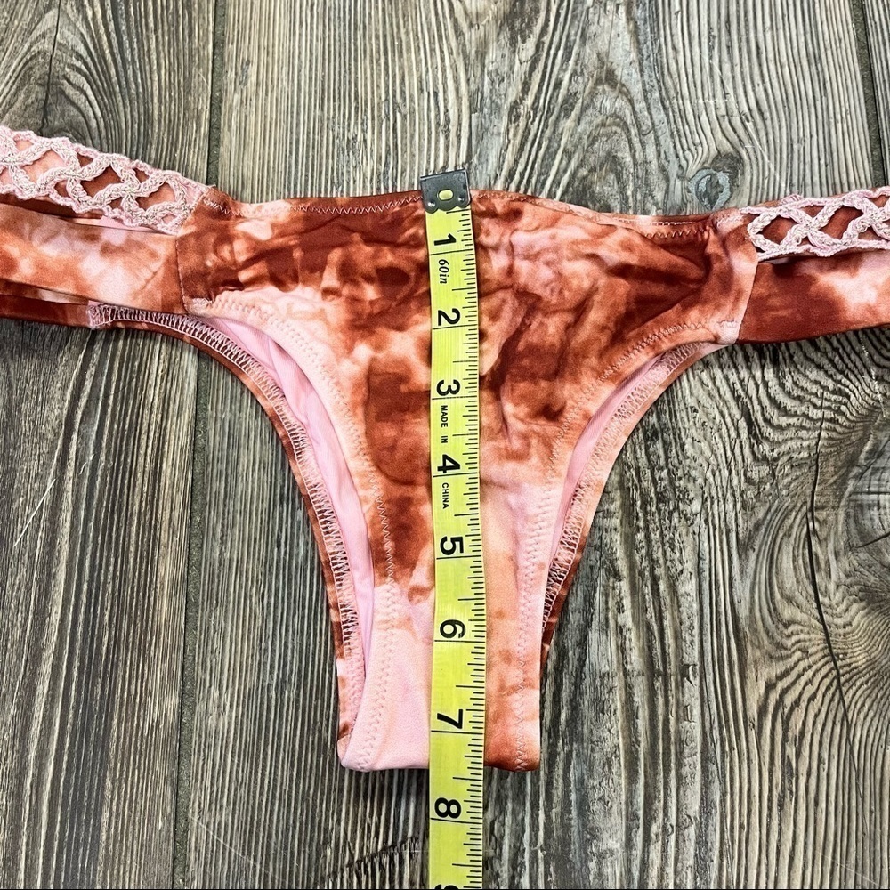 XHILARATION Pink Tie Dye Bikini Bottoms Ruched Swim Bottoms Cheeky NWOT - Picture 6 of 10